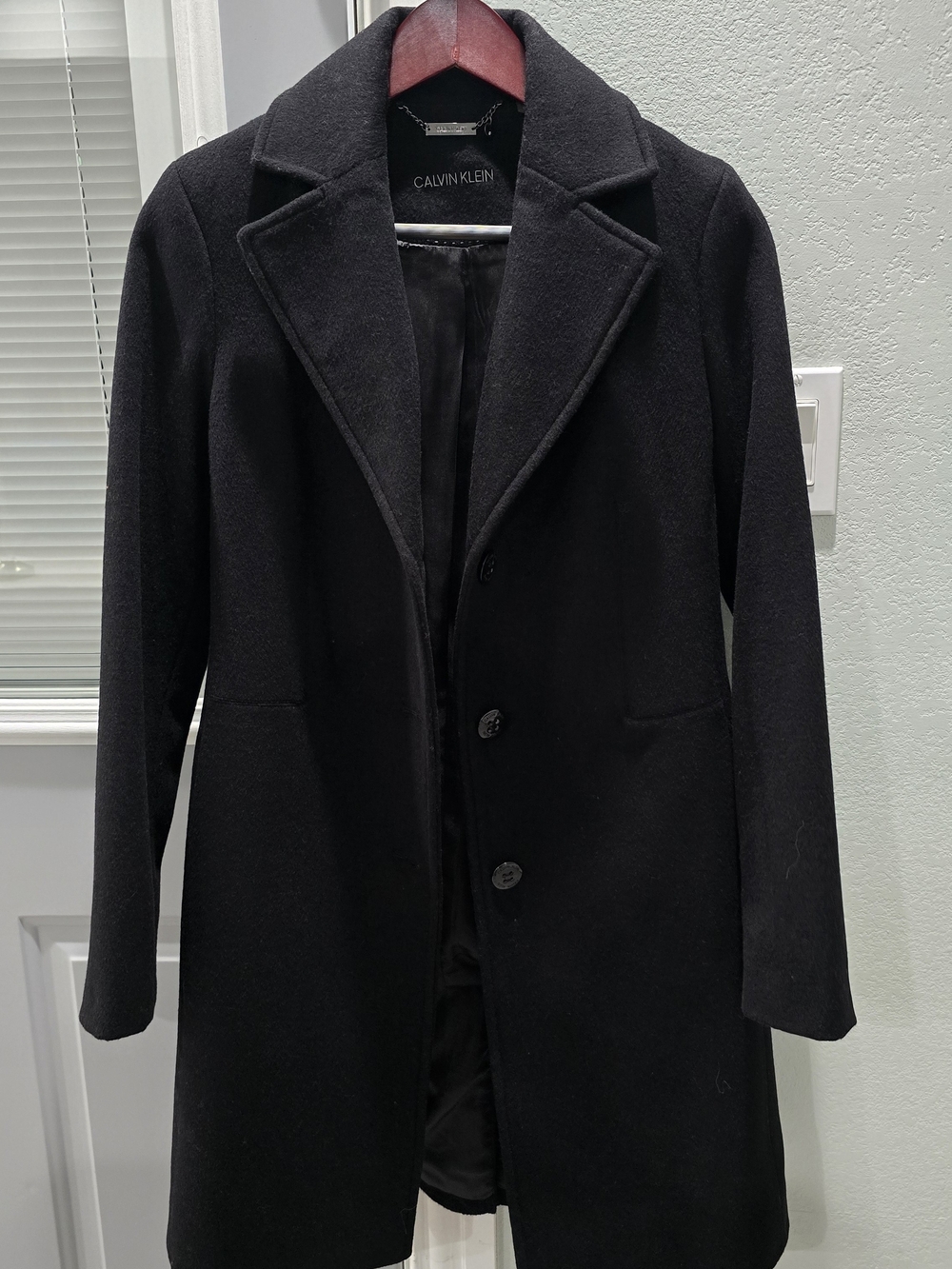 Calvin Klein Women's Black Wool Blend Long Coat